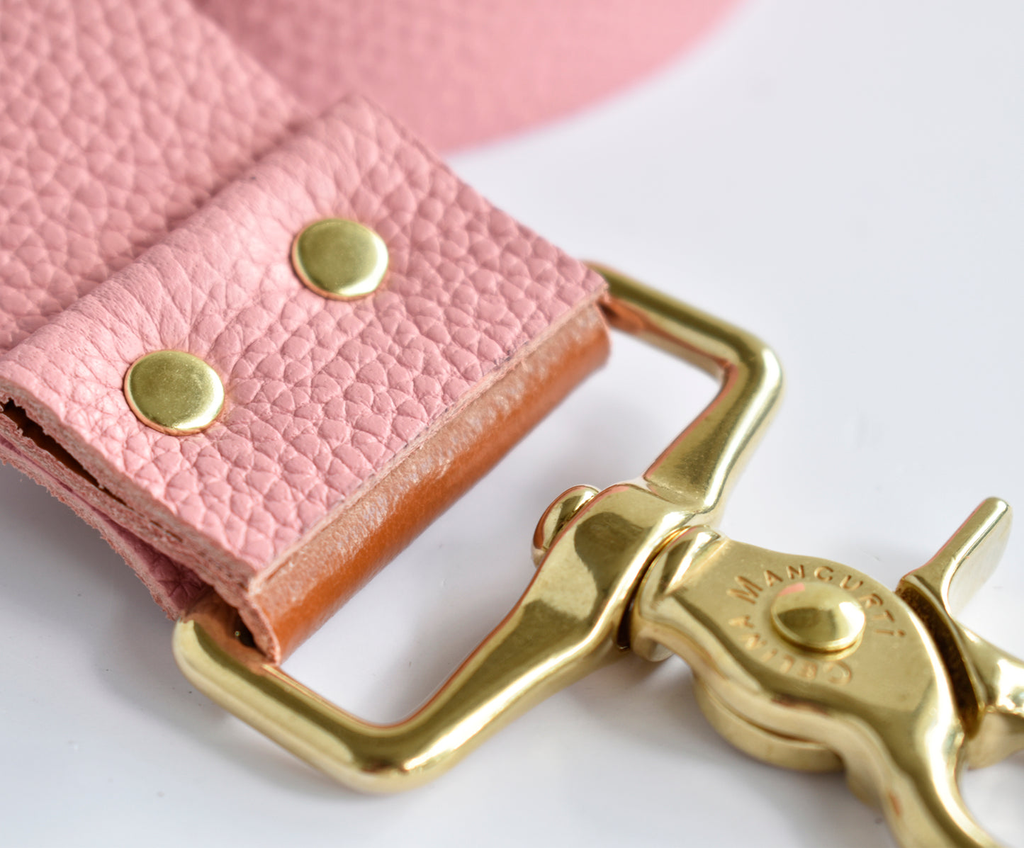 Tote Bag Ivory- Leather Strap Rose/Caramel