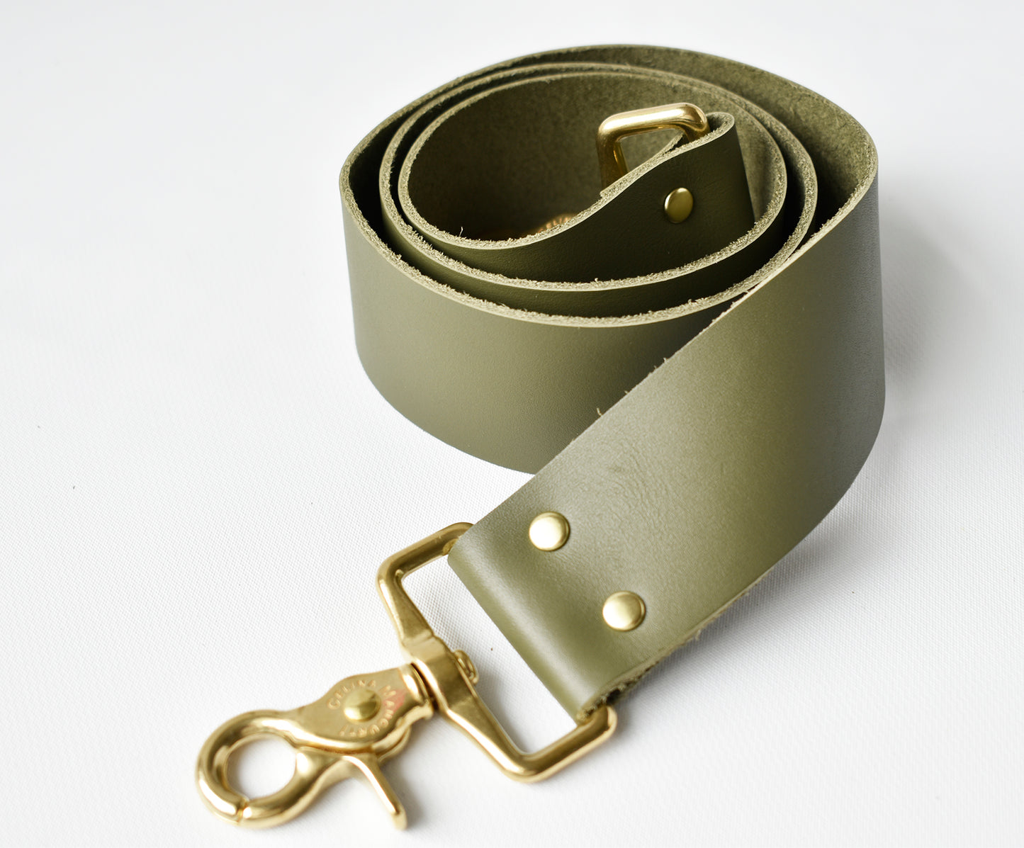 Tote Bag Ivory with Leather Strap Army