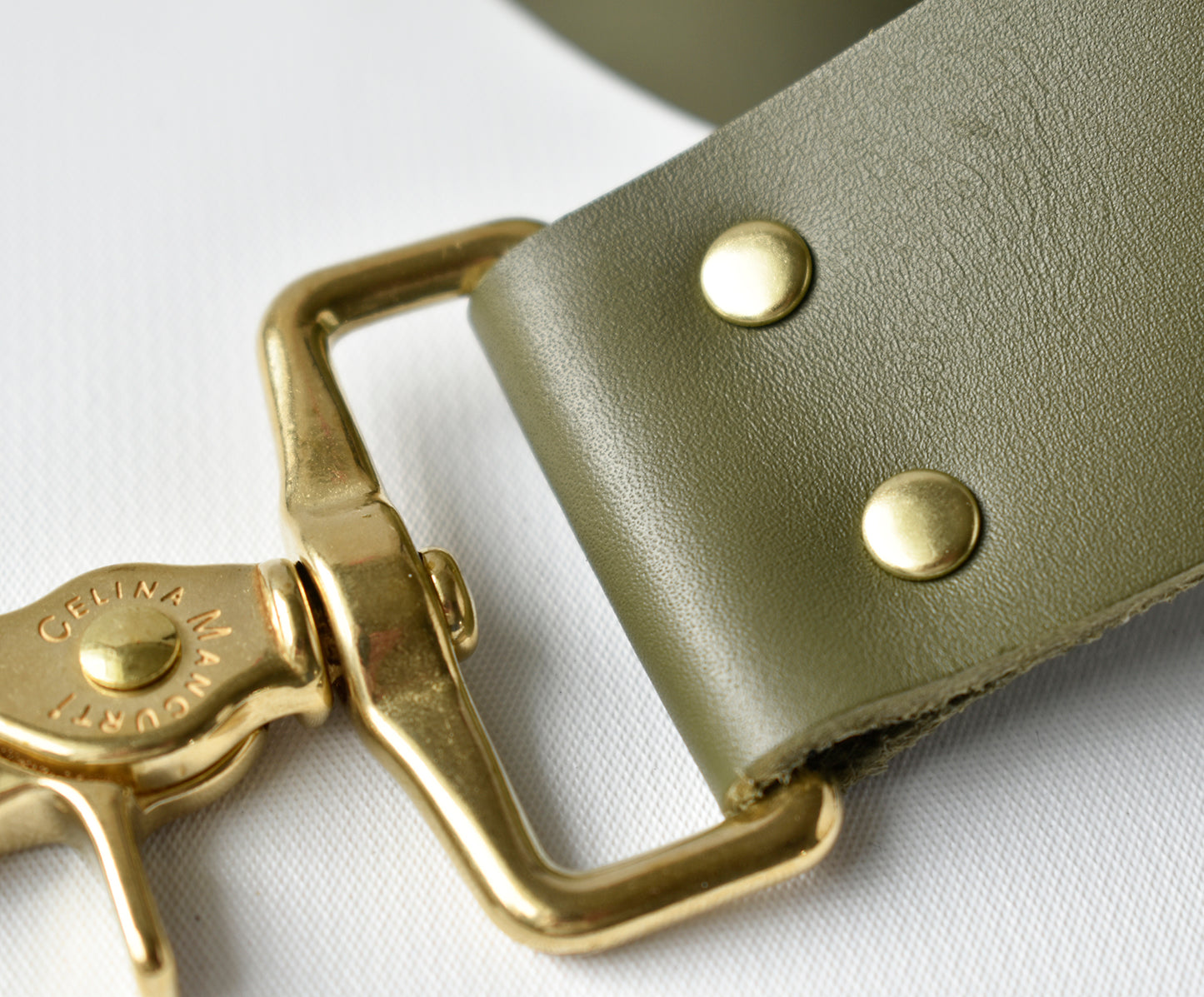 Tote Bag Ivory with Leather Strap Army