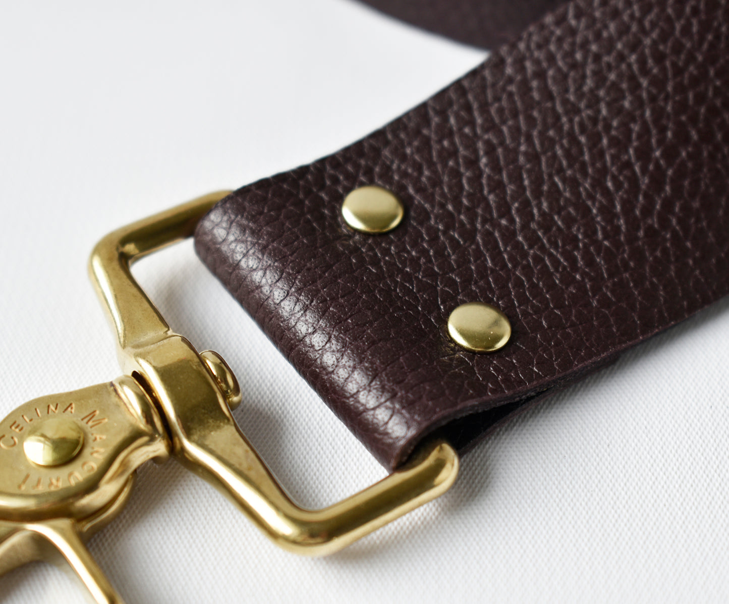 Tote Bag Ivory with Leather Strap Chocolate