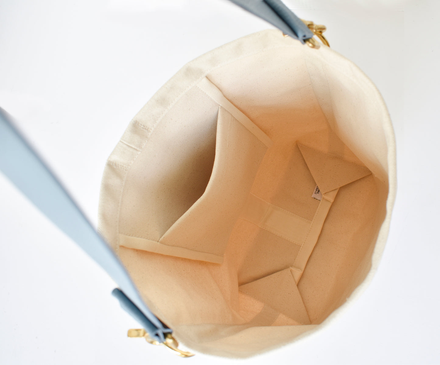 Tote Bag Ivory with Leather Strap Denim/Black
