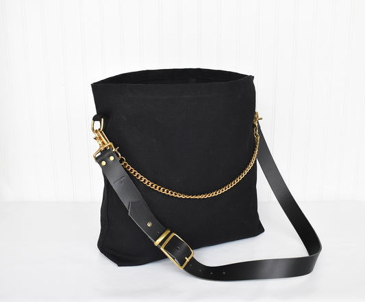 Tote Black with Adjustable Leather Strap
