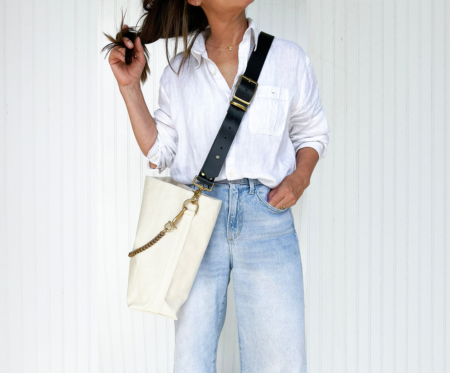 Tote Ivory with Adjustable Leather Strap