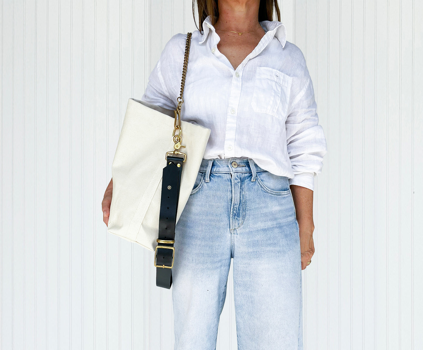 Tote Ivory with Adjustable Leather Strap